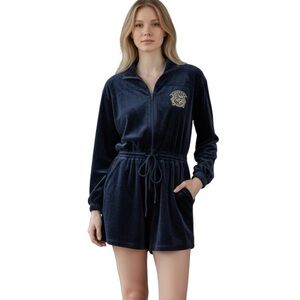 ELLESSE Vintage Velour Long Sleeve Romper Black